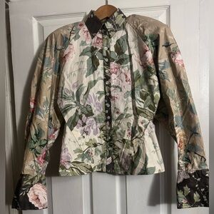 Karen Alexander size 5/6 100% cotton floral button down vintage blouse
